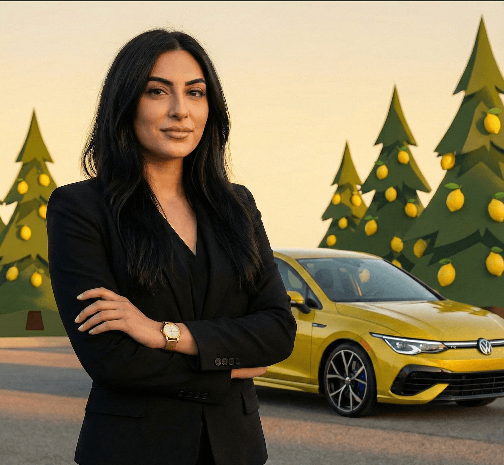 Professional lemon law attorney with vehicle